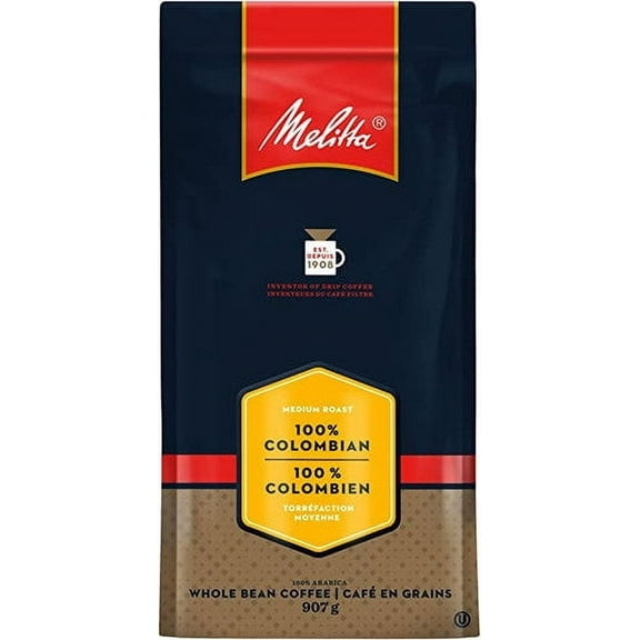 Melitta 100% Colombian Whole Bean Coffee, 907g/32 oz