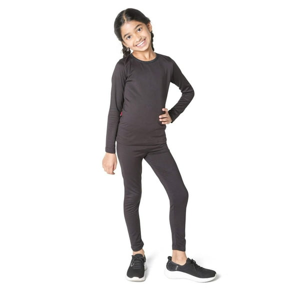 EVERYDAY KIDS Girls Black Thermal Top and Bottom Underwear Set