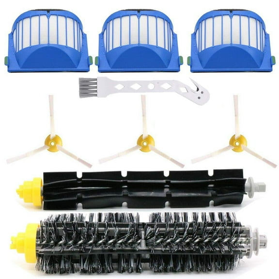Compitiable Brush Part Kit for Roomba 600 610 620 650 Filter Brush Part Kit - Includes 3 Pack Filter, Side Brush, and 1 Pack Bristle Brush and Flexible Beater Brush, 1 Pack Cleaning Tool