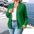 thumbnail image 2 of Edvintorg Crewneck Sweatshirts Women Long Sleeve Casual Loose Athletic Zip Up Tops with Pockets Fall Winter Clothes for Women Green S, 2 of 7