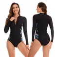 thumbnail image 2 of ASFGIMUJ Women's Long Sleeve Rash Guard Swimsuit Printed Zipper Surfing Swimsuit Bathing Suit, 2 of 6