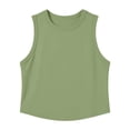 thumbnail image 7 of CYMMPU Women's Solid Ribbed High Neck Crop Tank Top, Sleeveless Slim Fit Y2K Basic Layering Vest Army Green XXL, 7 of 7