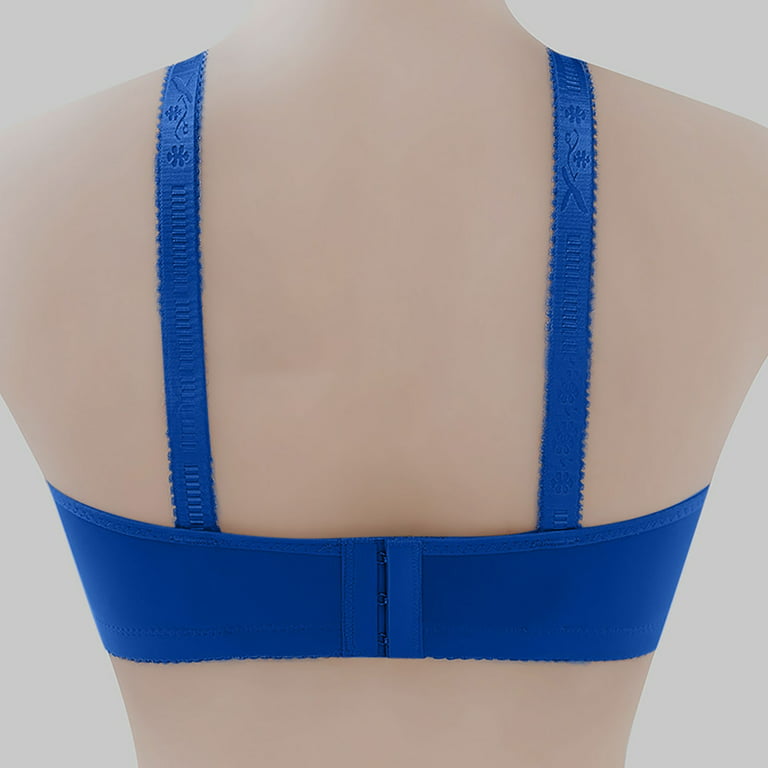 Scyoekwg Bras for Older Women No Underwire Lace Splicing Comfortable  Underwire Solid Color Breathable Bras for Women T Shirt Bra Blue XXL 