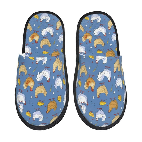 Sikiie Chicken Family Fuzzy Slip-on Slippers Warm Cozy Soft Lightweight Memory Foam Indoor House ShoesMedium