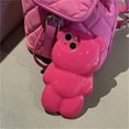 thumbnail image 2 of Compatible with iPhone 12 Clear 3D Cartoon Cute Bear Fashion Design for Women Teen Girls Camera Protect Lovely Animal Shockproof Protective Phone Case-Peach, 2 of 8
