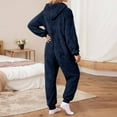 thumbnail image 5 of MGDXOX Women's Fuzzy Onesie Pajamas Warm Zipper Hooded Jumpsuit Sherpa Pj Romper One Piece Sleepwear Soft Plush Loungewear Navy XXL, 5 of 6