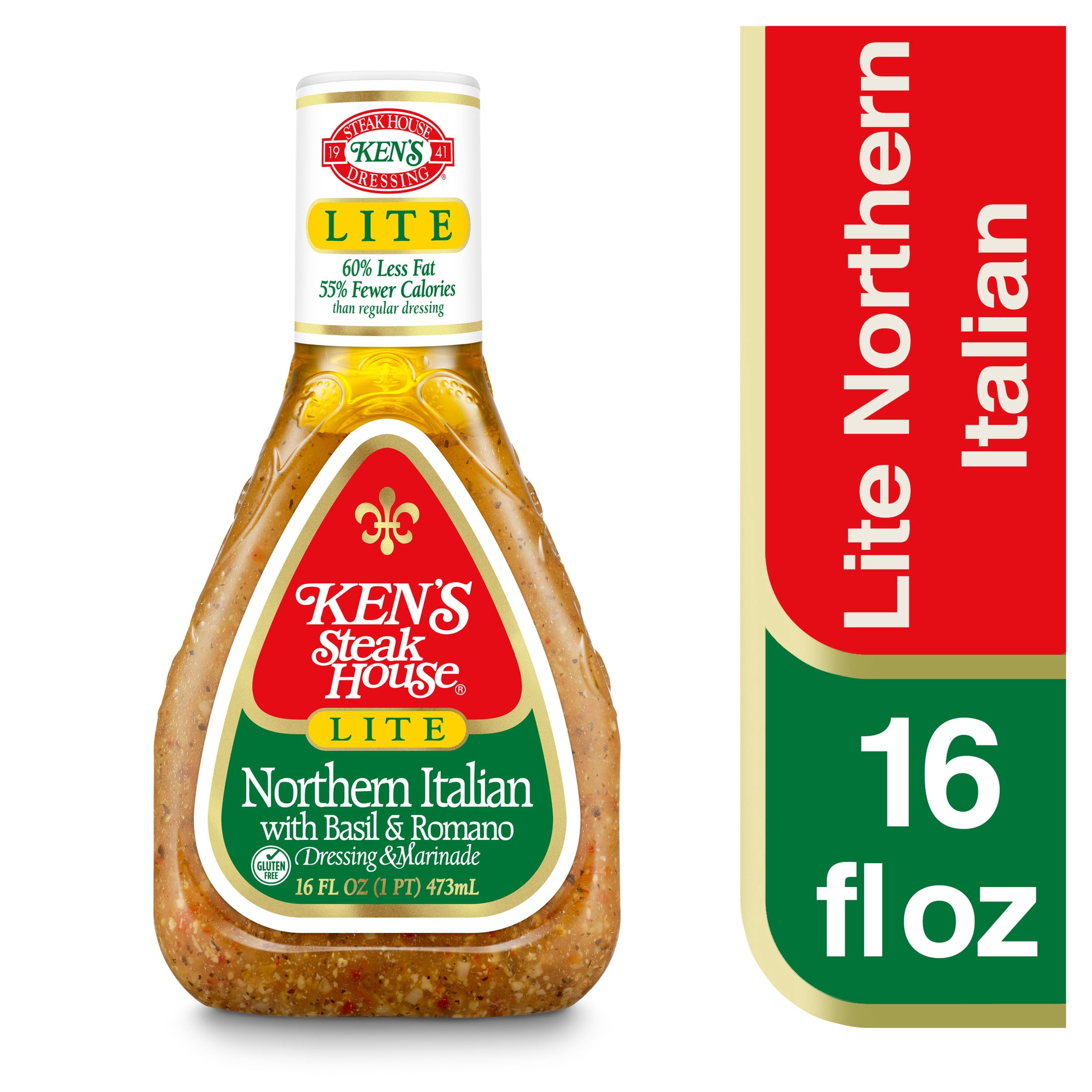 (3 pack) Ken's Steak House® Lite Northern Italian with Basil & Romano Salad Dressing & Marinade 16 fl oz