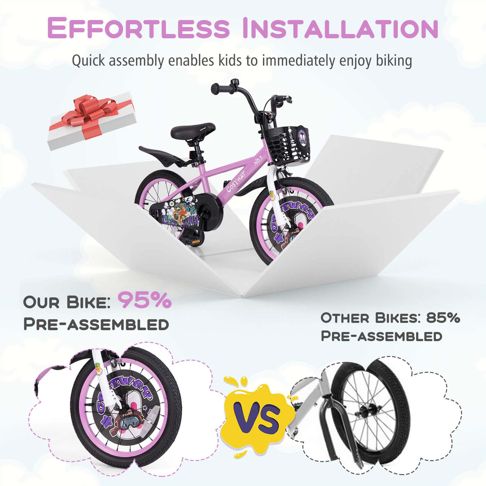 Costway 16-Inch Kids Bike with Training Wheels and Adjustable Seat photo 8