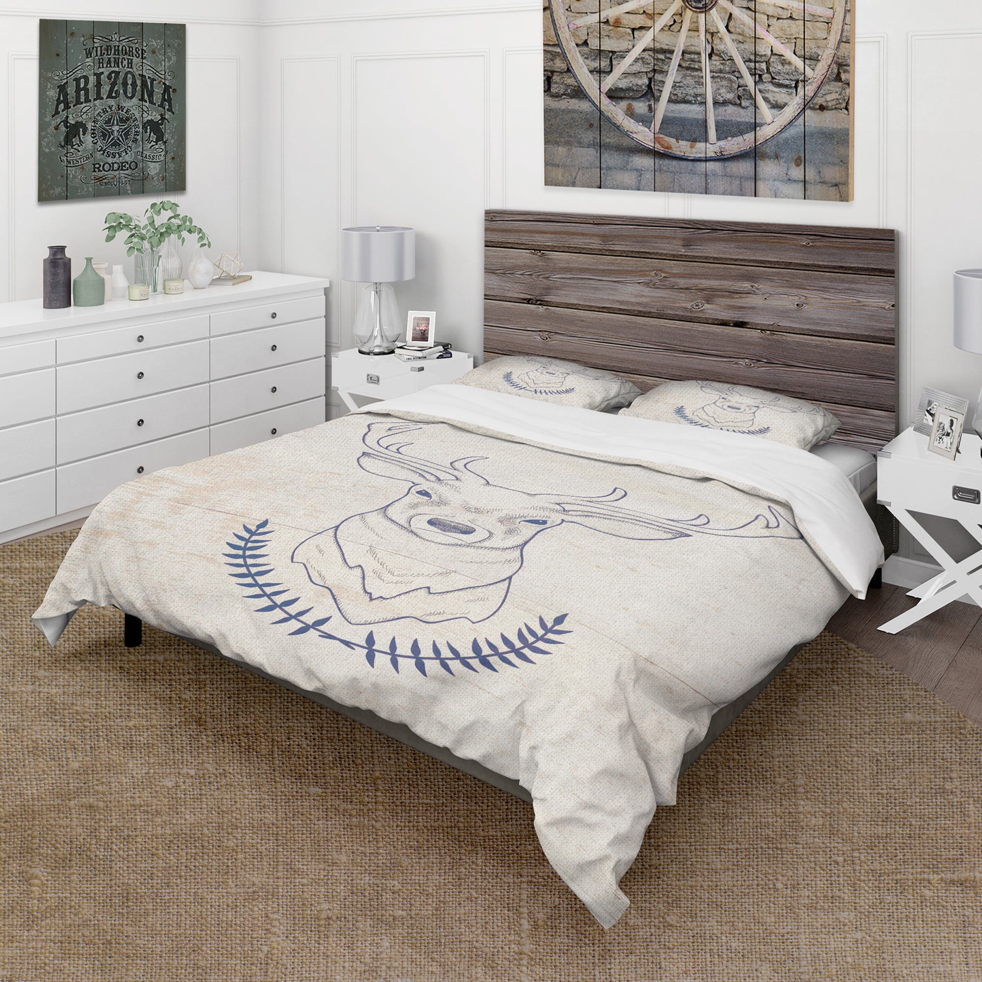 Designart 'Deer Wild and Beautiful IX' Farmhouse Duvet Cover Set