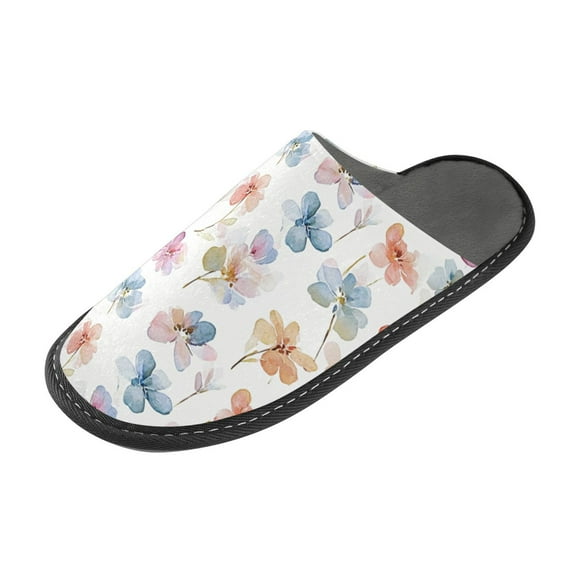 IAUYY Memory Foam House Slippers Suitable for Both Men and Women. Comfortable, Anti-Slip Plush Flat-Bottomed Slippers The Best Holiday Gift Watercolor Flowers