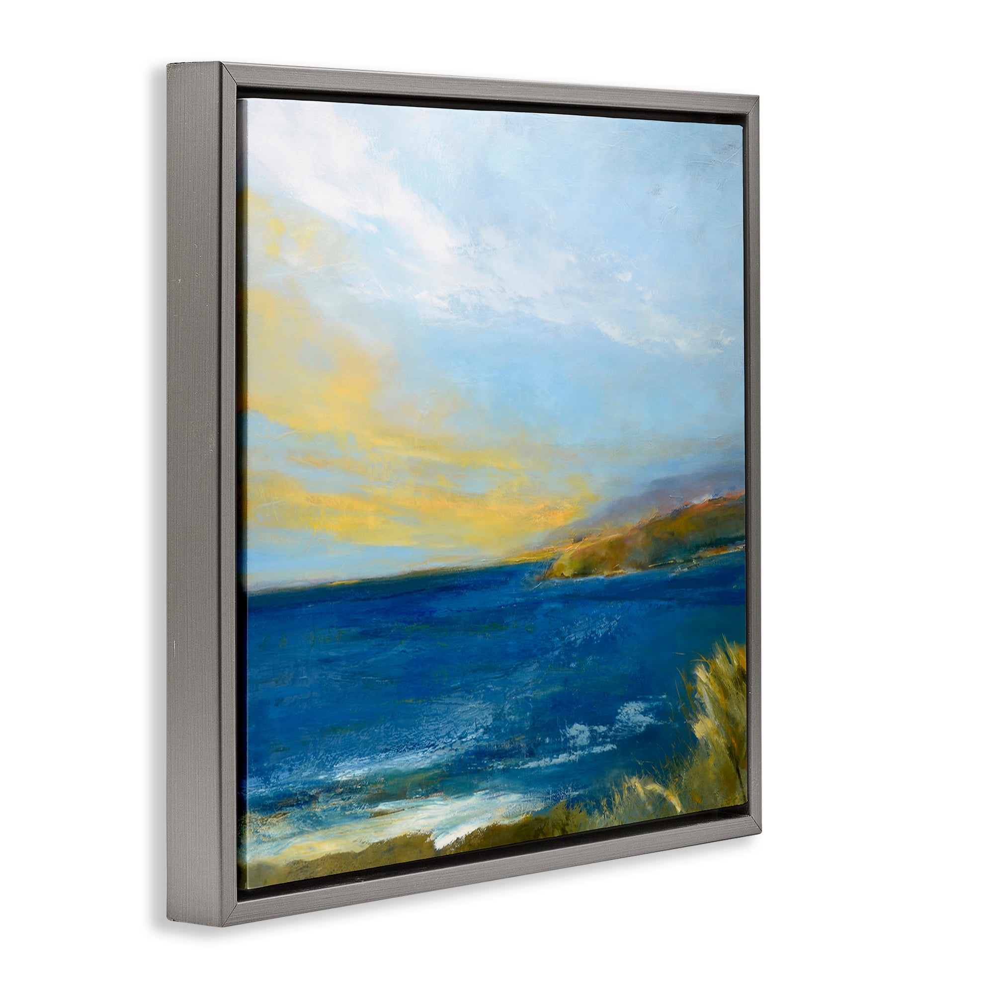 Stupell Industries Vibrant Ocean Light at Dusk Gray Framed Floater Canvas Wall Art, design by Patrick Dennis