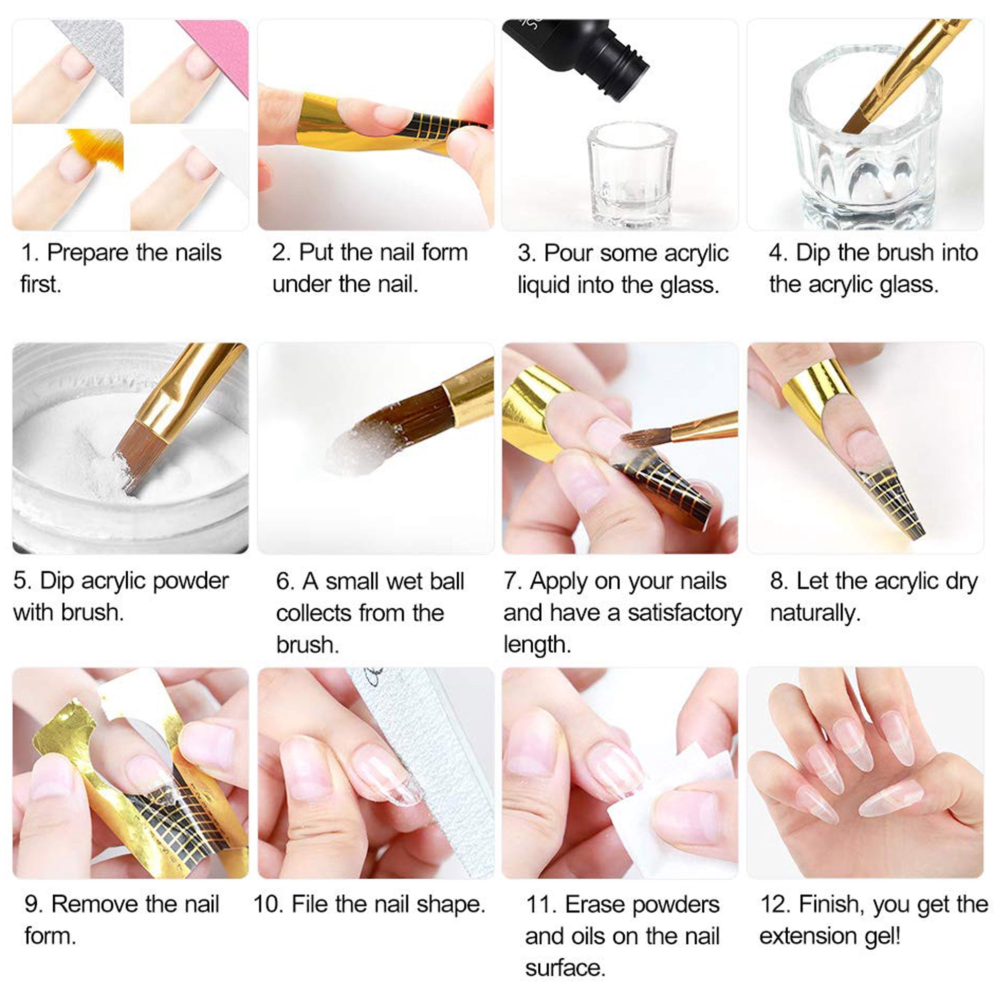 SAYFUT Acrylic Nailon Kit, Acrilycs Nails Complete Set with Glitter Acrylic Powder and Liquid Monomer, Acrylic Nail Kit