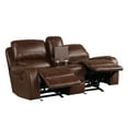 Roundhill Furniture Achern Brown LeatherAir Nailhead Manual Reclining