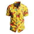 thumbnail image 5 of GUZOM Mens Yellow Crab Tropical Print Short Sleeve Hawaiian Shirt Stretch Wrinkle Resistant Fabric Big Sizes S-5XL,Size S, 5 of 5