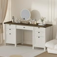 thumbnail image 3 of FIAKOA 62"Executive Desk, Modern Farmhouse Computer Desk with Drawers & Cabinet, White Home Office Writing Workspace Desk for Work Study, 3 of 10