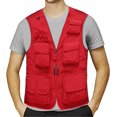 thumbnail image 1 of SURJDE Mens Jacket Field Pofessional Emergency Field Fishing Multi Pocket Vest (e-Red, M), 1 of 3