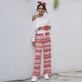 thumbnail image 1 of Pantalones casuales con cordones para mujer de Europa y América, pantalones holgados con cordones y estampado navideño a la moda, 1 of 6