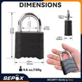 thumbnail image 4 of Candado combinado SEPOX, cuerpo grande de aluminio de 55 mm y 4 dígitos, 4 of 8