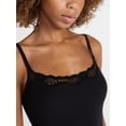 thumbnail image 4 of No Boundaries Fit Stretch Lace Trim Scoop Neck Romper, Women's XS-XXXL, 4 of 5