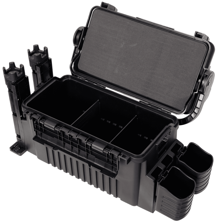 Dual Layer Tackle Box with Rod Cup Holders Army Green