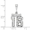 thumbnail image 2 of 14k White Gold 14kw Small Brushed Diamond-cut Number 16 Charm Pendant, 2 of 2