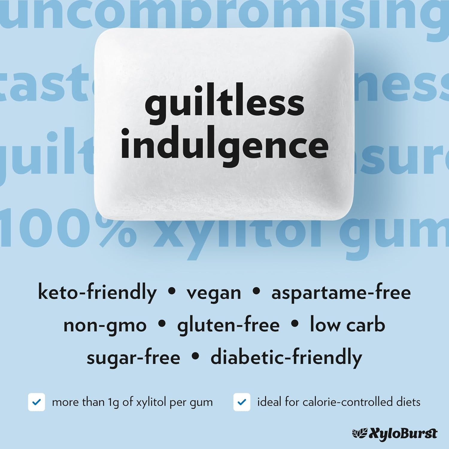 XyloBurst Xylitol Chewing Gum | Sugar Free, Gluten Free, Keto Friendly | Aspartame Free | Promotes Oral Health | Peppermint | 500-Count Bag