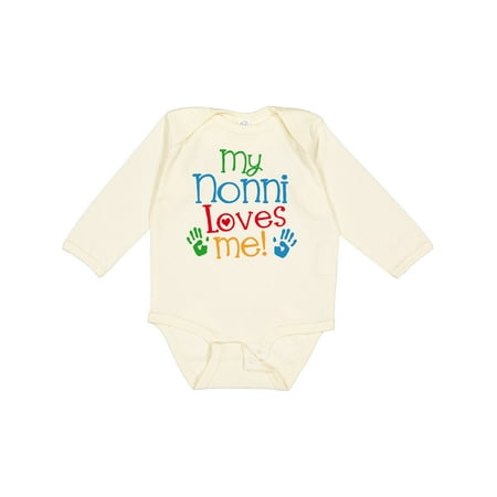 

Inktastic My Nonni Loves Me Gift Baby Boy or Baby Girl Long Sleeve Bodysuit