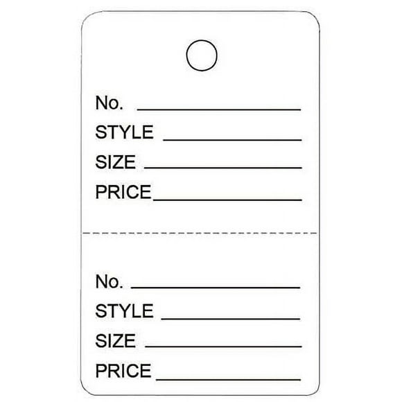 100 Qty Unstrung White Price Tags w/Perforated Stub
