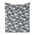thumbnail image 1 of Weather Soft Flannel Fleece Blanket, Composition of Raindrop and Umbrella Patterns Falling Leaves Rainy Clouds, Cozy Plush for Indoor and Outdoor Use, 60" x 80", Pale Green and White, by Ambesonne, 1 of 6