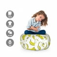 thumbnail image 2 of Banana Storage Toy Bag Chair, Retro Repeating of Fruits Peeled and Whole with Paint Spots, Stuffed Animal Organizer Washable Bag, Small Size, Yellow Dark Sepia, by Ambesonne, 2 of 3