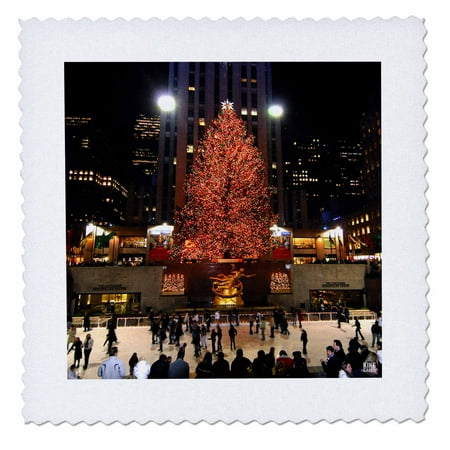Rockefeller Center Christmas Show 3dRose Christmas lights at Rockefeller Center in New York - Quilt Square, 10 by 10-inch ()
