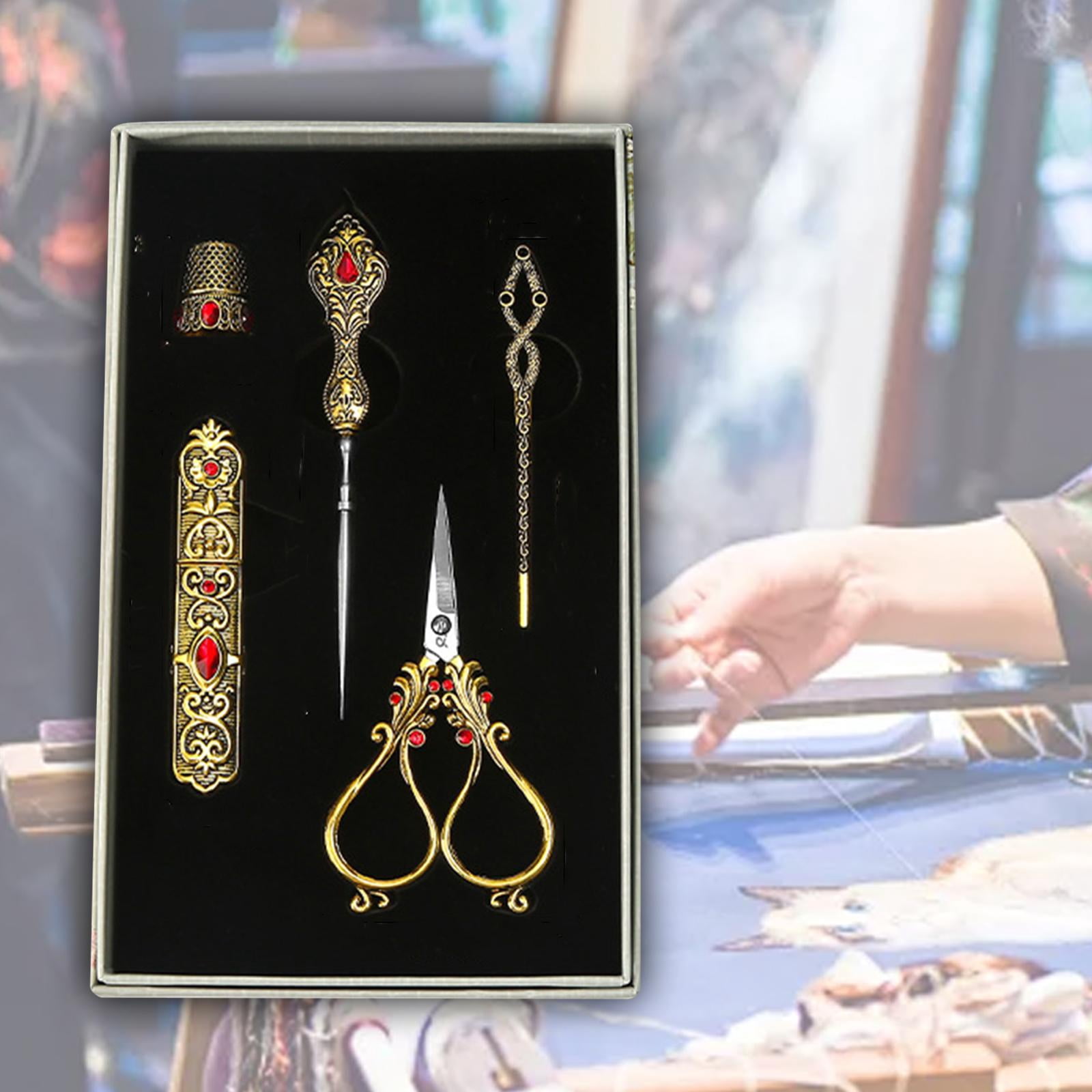 HOMYL Embroidery Kit Adult Awl Sewing Scissors for DIY Projects DIY Craft Crafting Gold