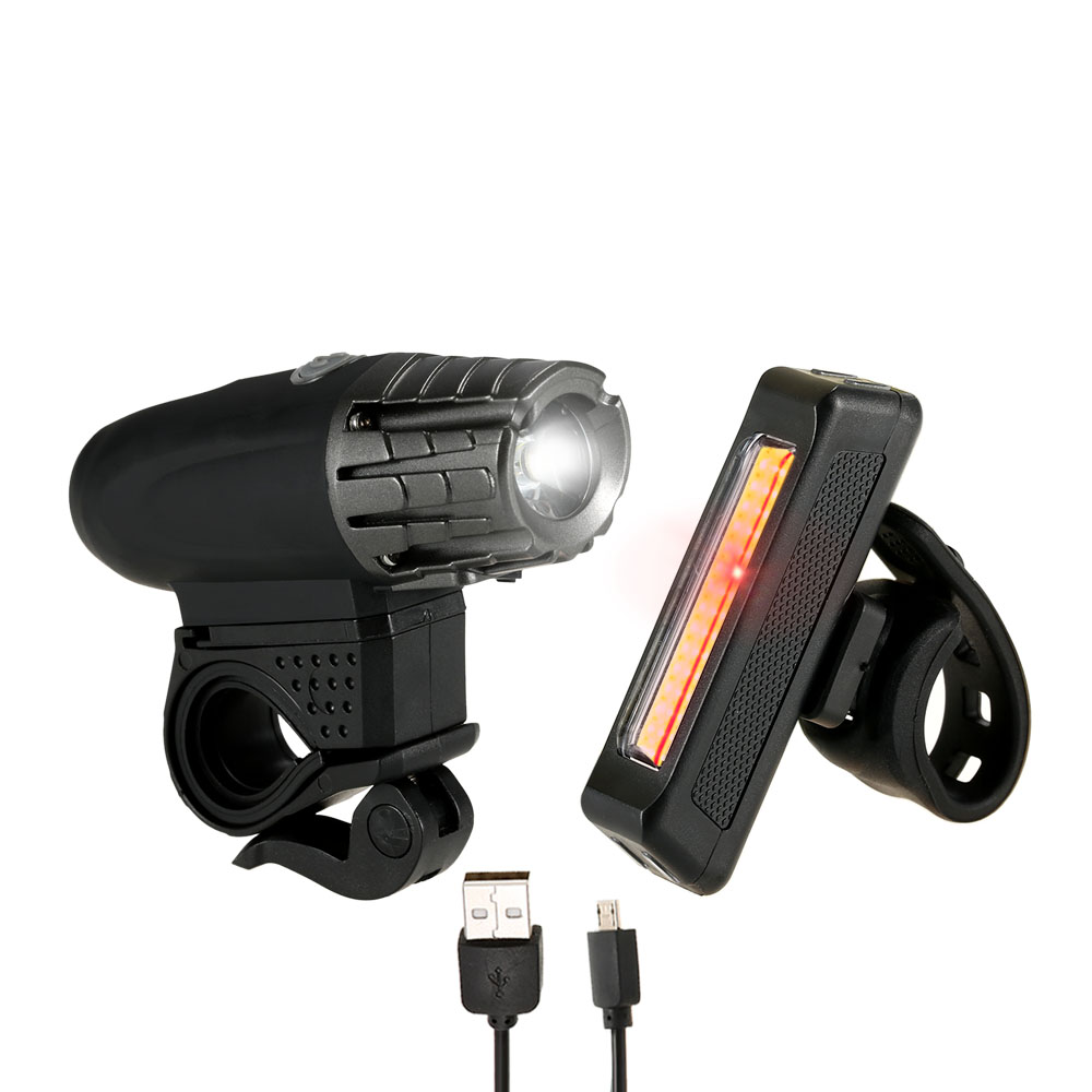 Lixada USB Rechargeable Bike Light Set Super Bright Front Light and LED Bike Tail Light 