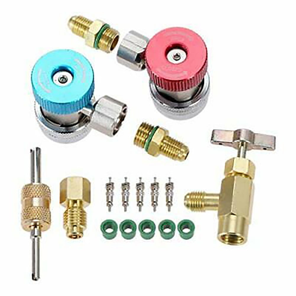 R134A Quick Connector Adapter Coupler Auto A/C Manifold Gauge Low/High HVAC Kit 