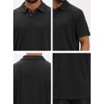 thumbnail image 7 of DARING DIVA Men's Jacquard Short Sleeve Button Down Collared Polo Shirts S Black, 7 of 7