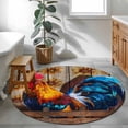 thumbnail image 5 of Farmhouse Rooster Round Rug 4ft Washable Circle Entryway Rugs Non Slip Vintage Farm Chicken Sunflower Wooden Area Rug Indoor Floor Carpet for Bedroom Kitchen Living Room Home Office Dining Room, 5 of 8