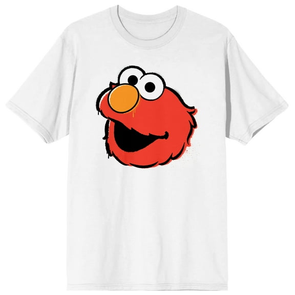 Sesame Street Elmo Face Men's White Graphic T-Shirt - 5XL