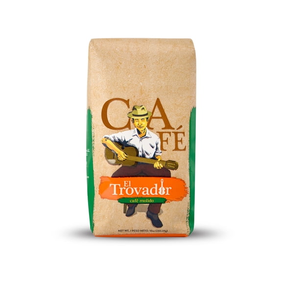 Cafe El Trovador Dark Roast Ground Coffee - 100% Pure, 10 oz.