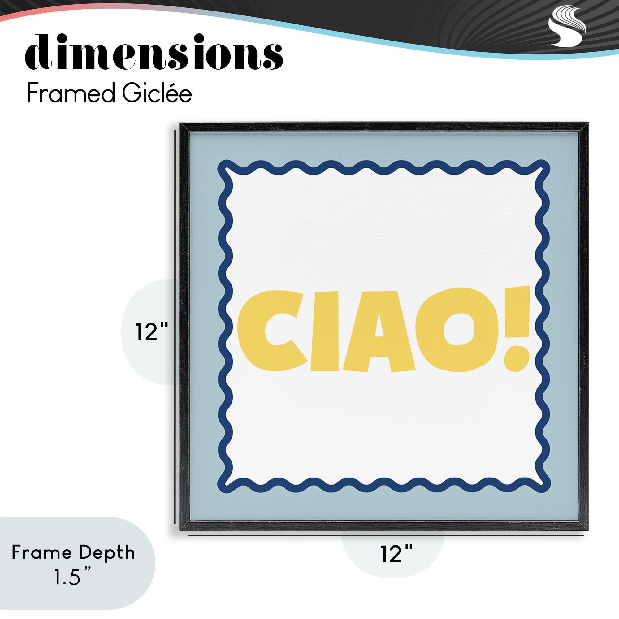 Stupell Industries CIAO! Bold Yellow Typography Black Framed Giclee Art, design by SD Graphics Studio