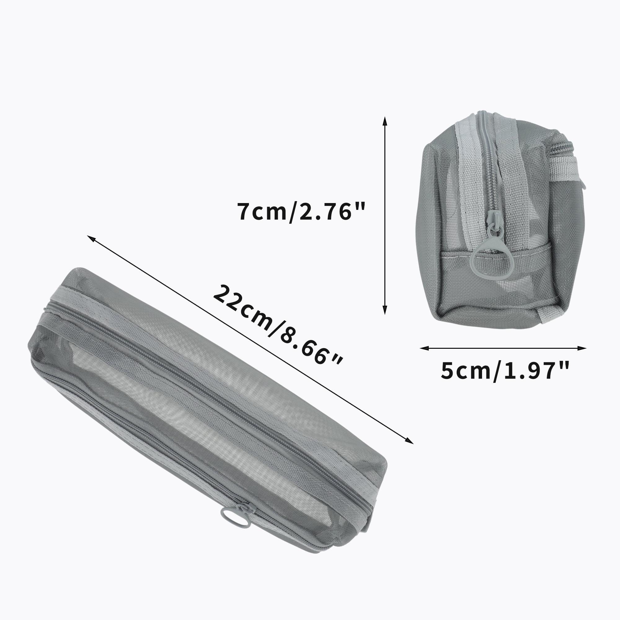 Unique Bargains Mesh Pen Bag, Zipper Mesh Pouch, Multifunctional Pencil Case Gray 8.66"x1.97"x2.76"