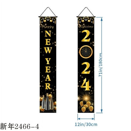 

1 Pair of New Year Door Hanging Decoration 2024 New Year Door Banner New Year Party Door Pendant