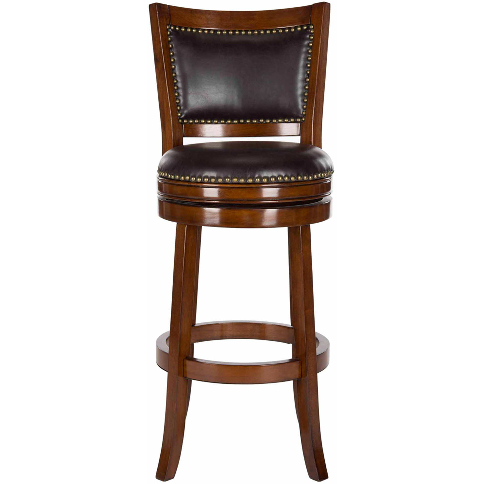SAFAVIEH Lazzaro 43" Bicast Leather Barstool, Walnut
