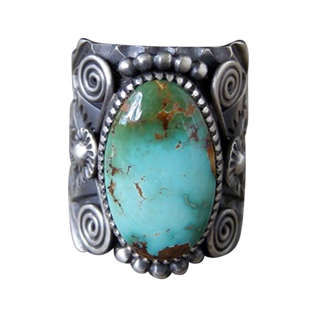 Moda Anillo de acero inoxidable de turquesa Anillo de pareja Joyería Propuesta de cumpleaños Anillos de compromiso nupcial