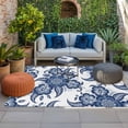 thumbnail image 2 of Lake Blue Floral Outdoor Rug for Patio/Deck/Porch, Non-Slip Large Area Rug 6 x 9 Ft, Vintage Abstract Ethnic Tribe Art Indoor Outdoor Rugs Washable Area Rugs, Reversible Camping Rug Carpet Runner, 2 of 8