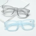 thumbnail image 4 of Women Thick Square Blue Clear Reading Glasses 1.50, Fashion Trendy Classic Candy Color Transparent HD Readers +1.50 Strength, 4 of 5