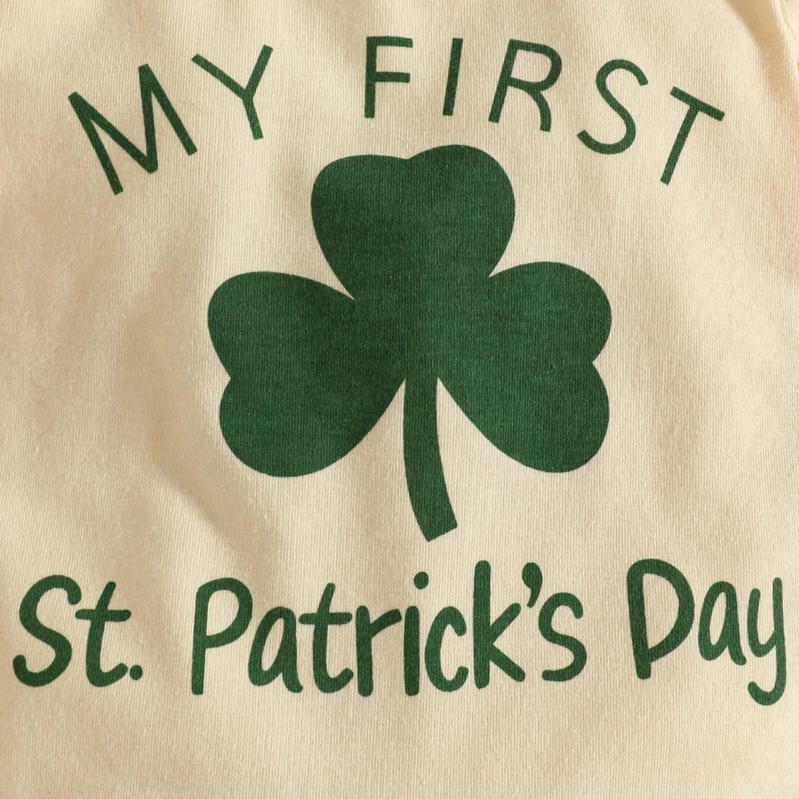 Tennyeal Toddler Girls' Clothing Baby Boy Girl St Patricks Day Outfit Long Sleeve Bodysuit Bodysuit Pants Hat 3Pcs Set for 12-15 Months,Green