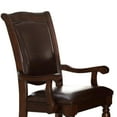 thumbnail image 2 of Traditional Style Wood & Leather Dining Side Arm Chair, Brown & Dark Brown, Set of 2- Saltoro Sherpi, 2 of 6