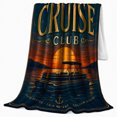 thumbnail image 2 of Vintage Sunset Cruise Club Nautical, Peaceful Mountain Lake Scene, Warm Flannel Blanket for Cabin and Lodge with Detailed Artwork, Outdoor Lovers Camping Gift, Rustic Home Decor, 2 of 9
