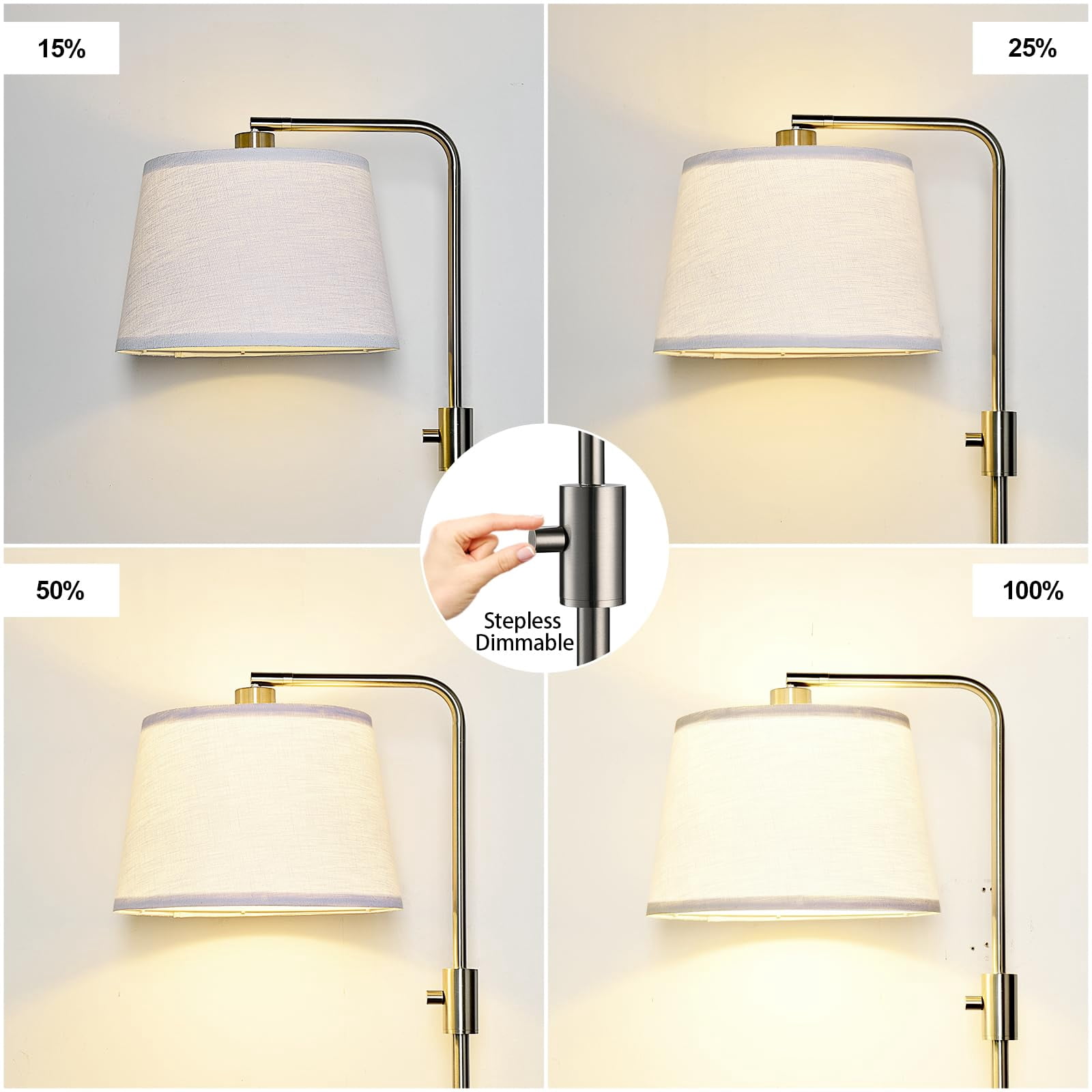 【upgraded】 Dimmable Floor Lamp  1000 Lumens Led Edison Bulb Included Brushed Nickel Arc Lamps For Living Room Modern Standing Tall Bedroom