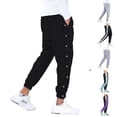 thumbnail image 2 of FUZHIQ Mens Tear Away Basketball Pants Casual Lightweight High Split Snap Button Post Surgery Sweatpants,M, 2 of 7